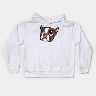 Brown Boston Terrier Kids Hoodie